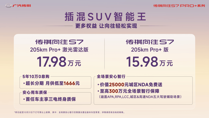 1598万元起传祺向往S7 Pro+系列